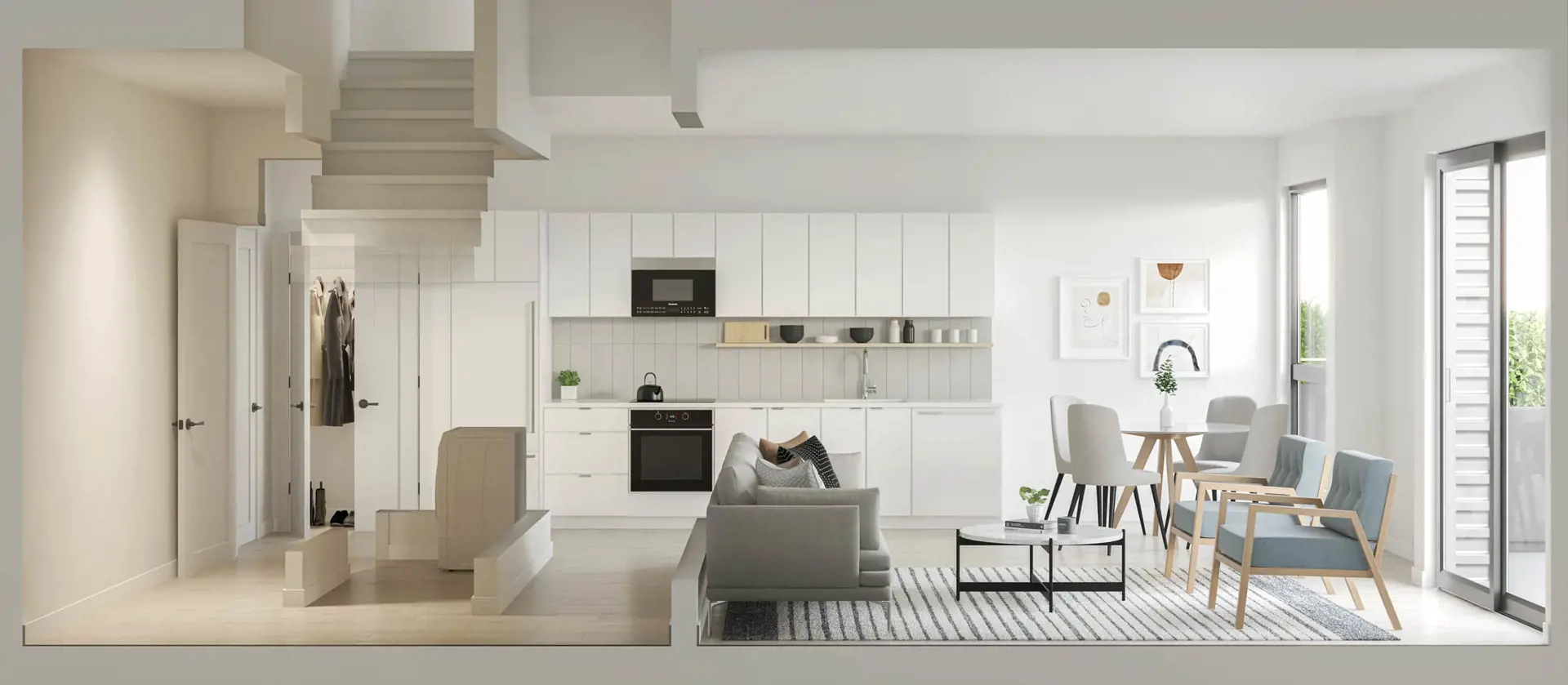 The Lofts suite interior with kitchen and living area